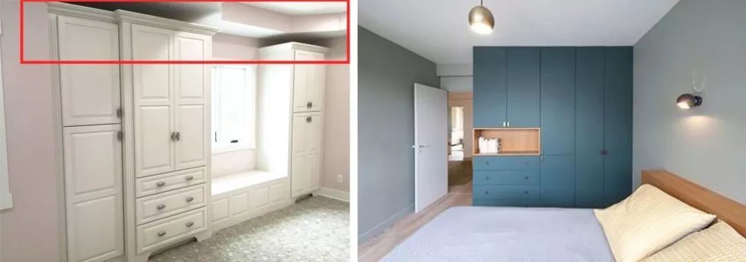 &nbsp; 小臥室最佳的選擇就是做到頂?shù)亩ㄖ埔鹿?，頂天立地。柜門飾面成了墻面的一部分，降低房間內(nèi)的瑣碎感。